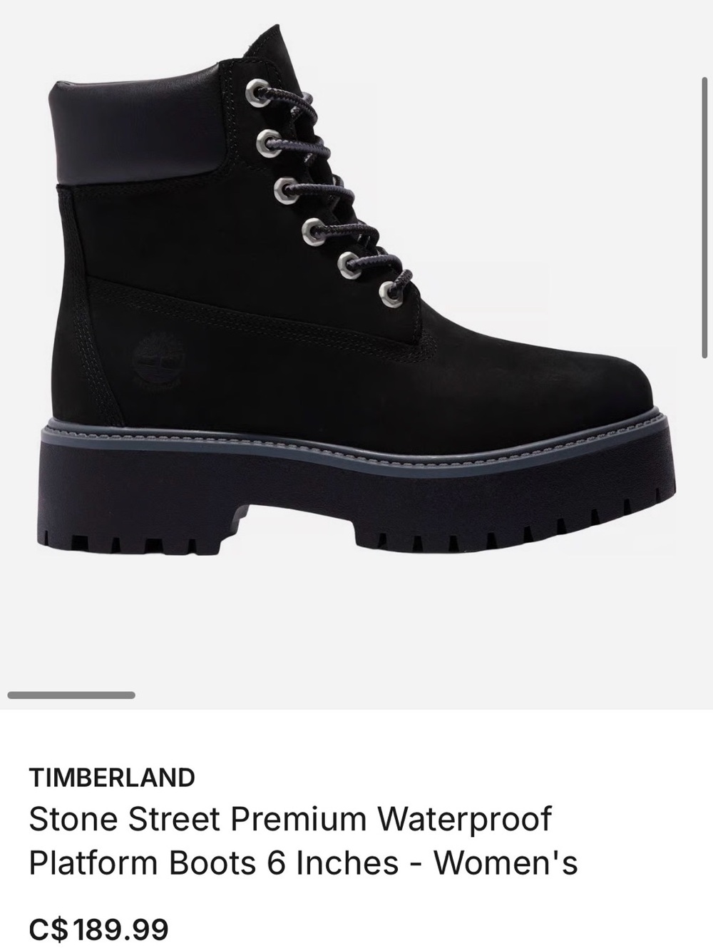 Timberland Women's Black Lace-Up Platform Lace Boots
